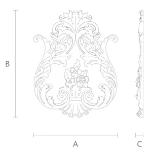 wood ornamental flower applique baroque style